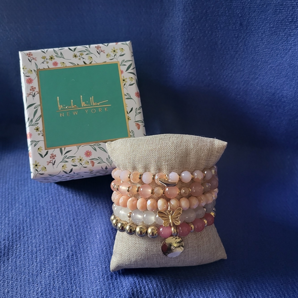 Nicole Miller Pink and Gold Charm Bracelets